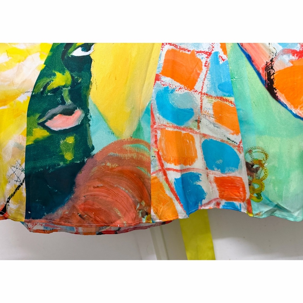 Alice + Olivia x Kidsuper Milan Asymmetric Maxi Dress Gown Colms Painting 8 - Picture 13 of 16